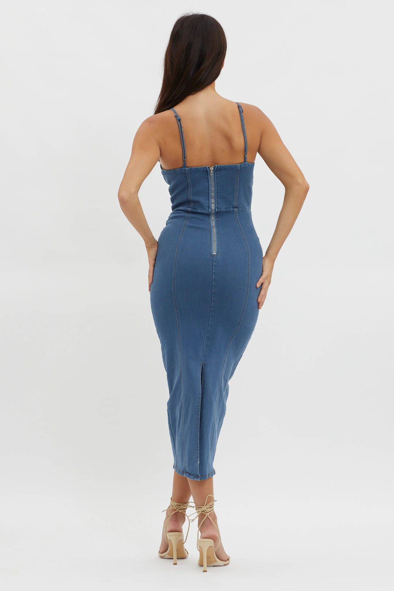 Lenni Denim Midi Dress Dark Blue - Seraphlike