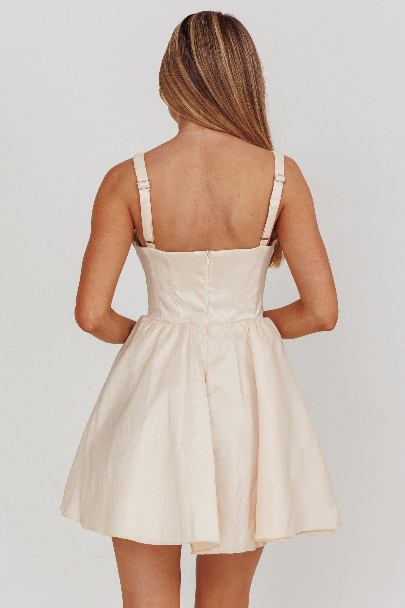 Found You Square Neck Flared Mini Dress Cream - Seraphlike