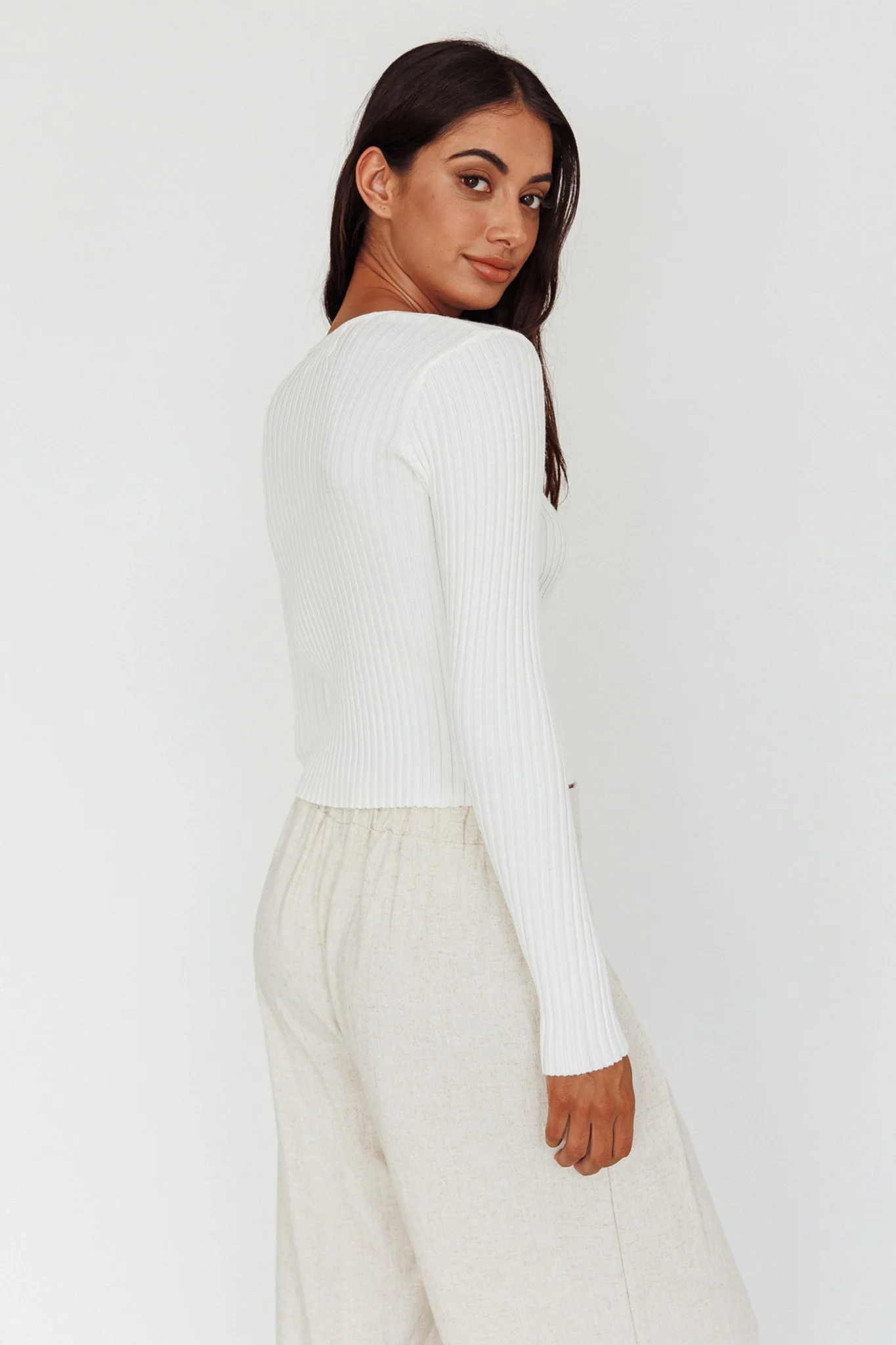 Mosey Long Sleeve Knit Top Ivory - Seraphlike