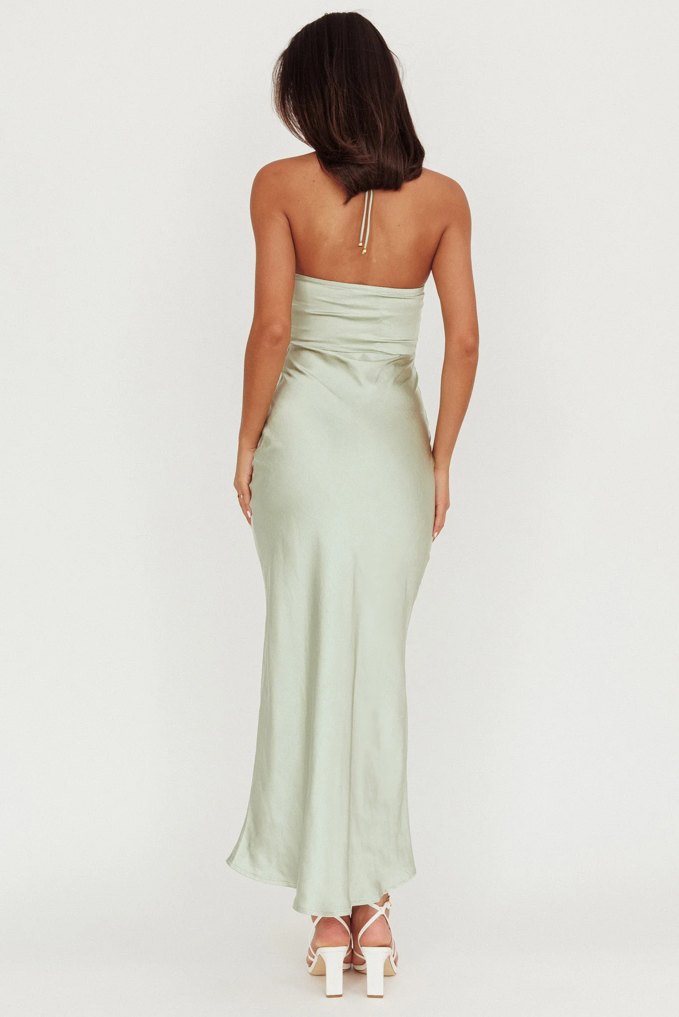 High Roller Flower Decoration Halter Dress Sage - Seraphlike