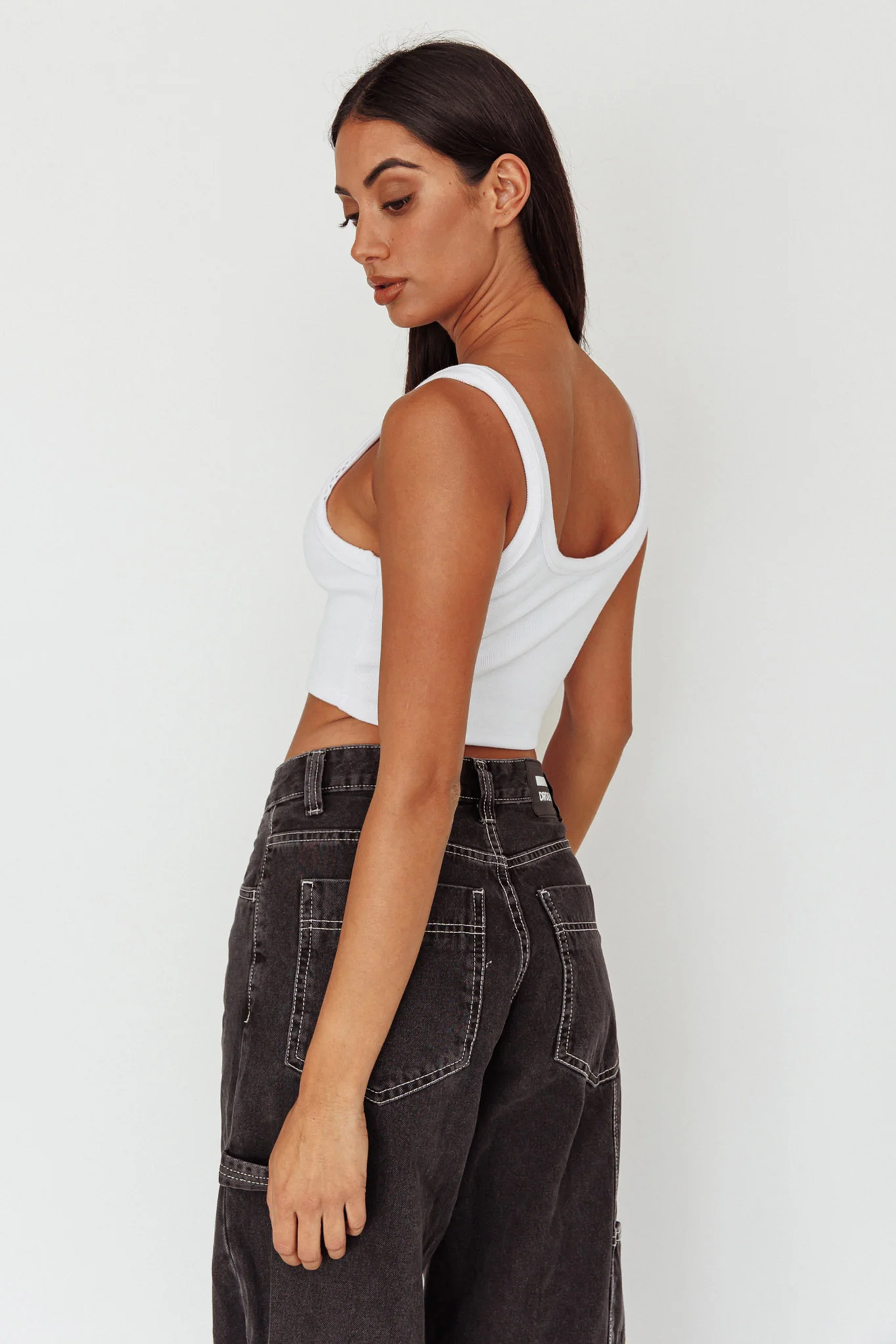 Drifting Ribbed Crop Top White - Seraphlike