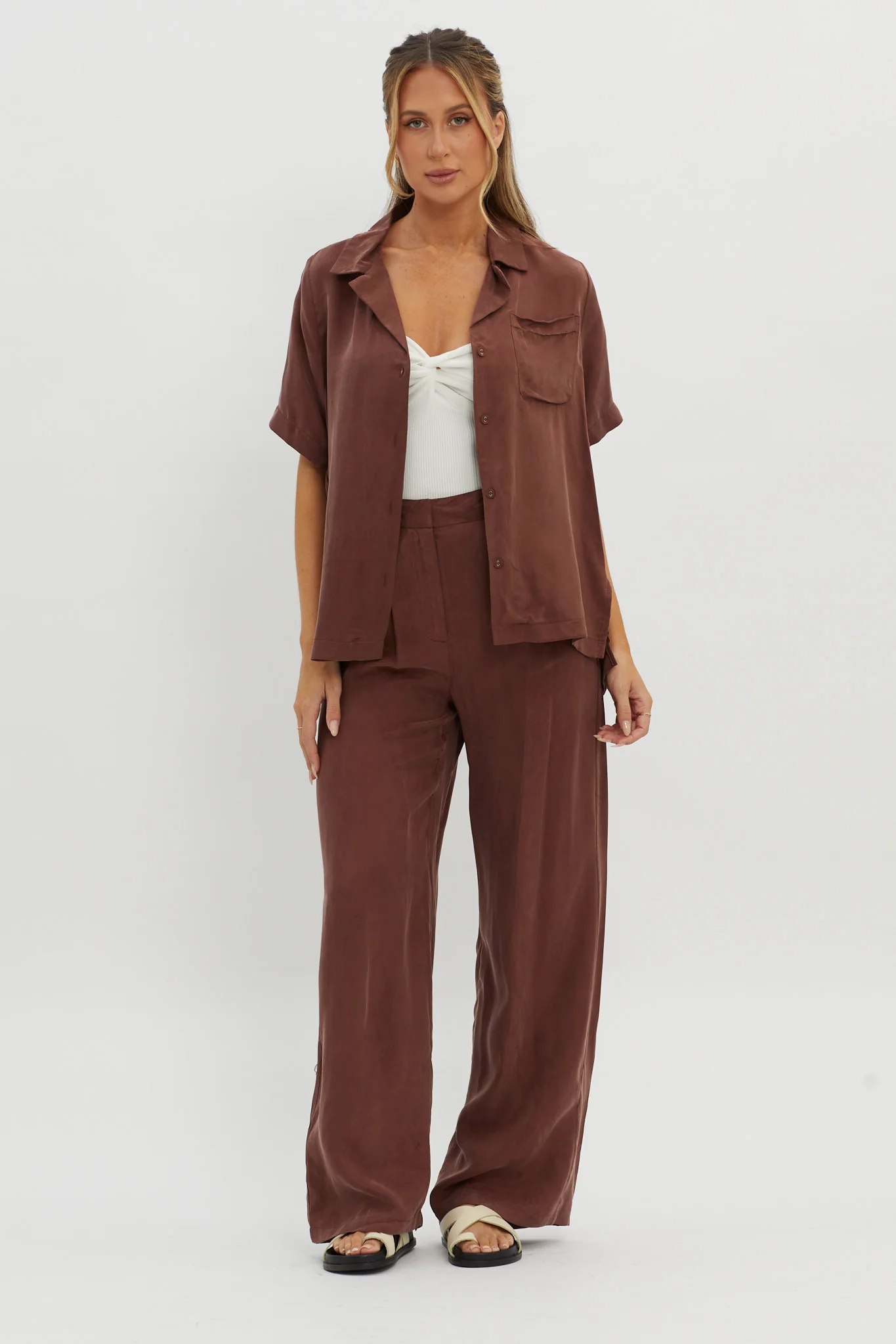 Tessa Button-Up Shirt Choco - Seraphlike