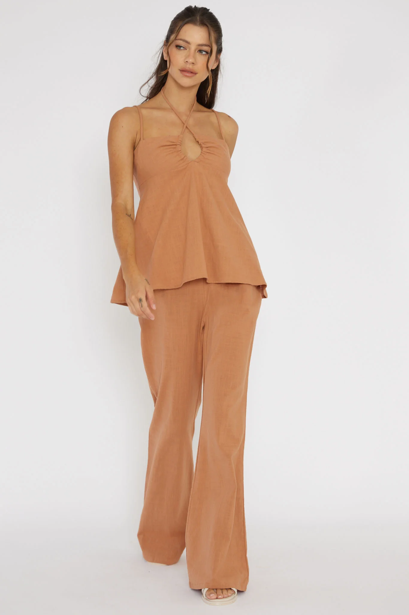 Freestyle Flared Pants Sand - Seraphlike