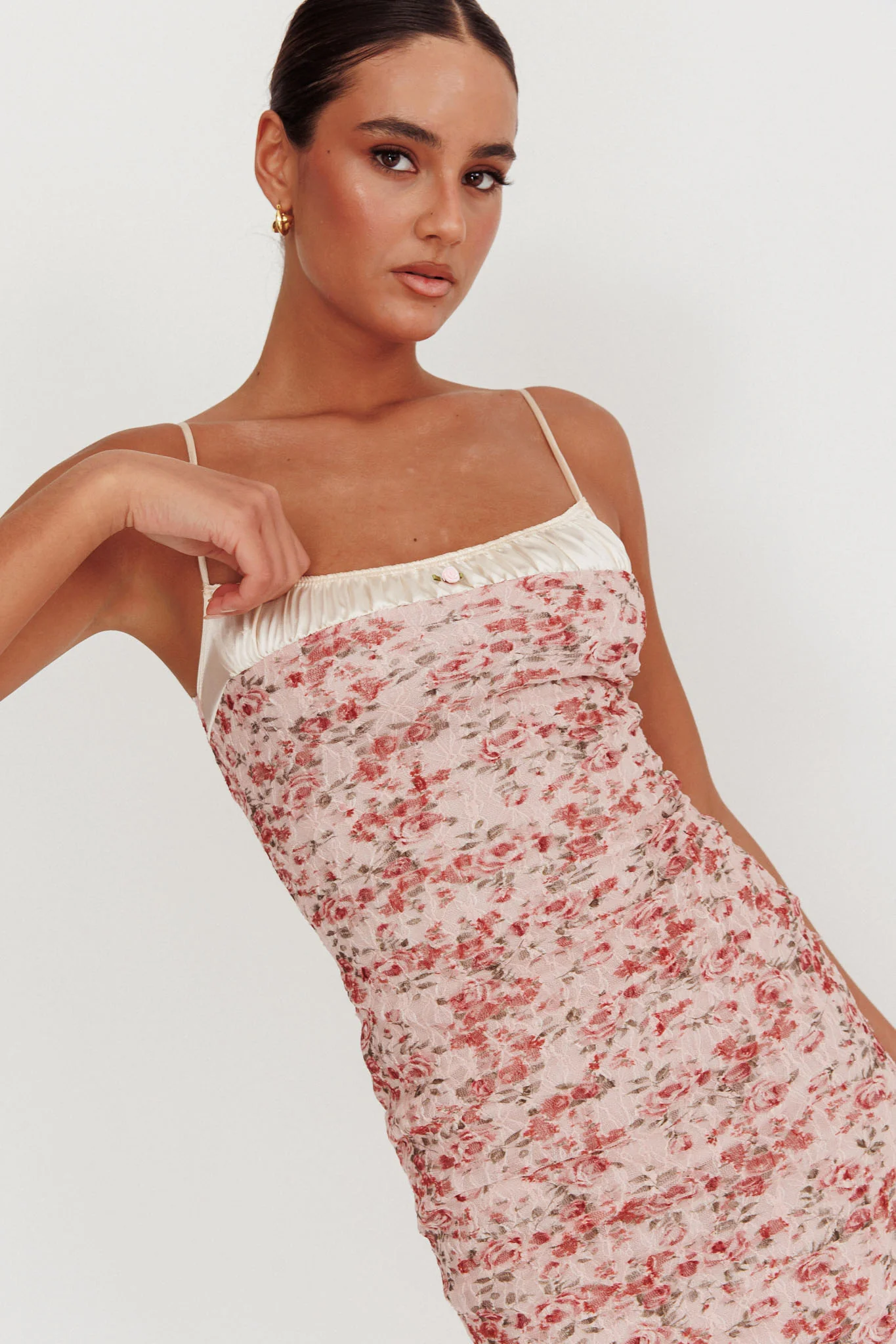 I'm Blushing Floral Lace Maxi Dress Rose - Seraphlike