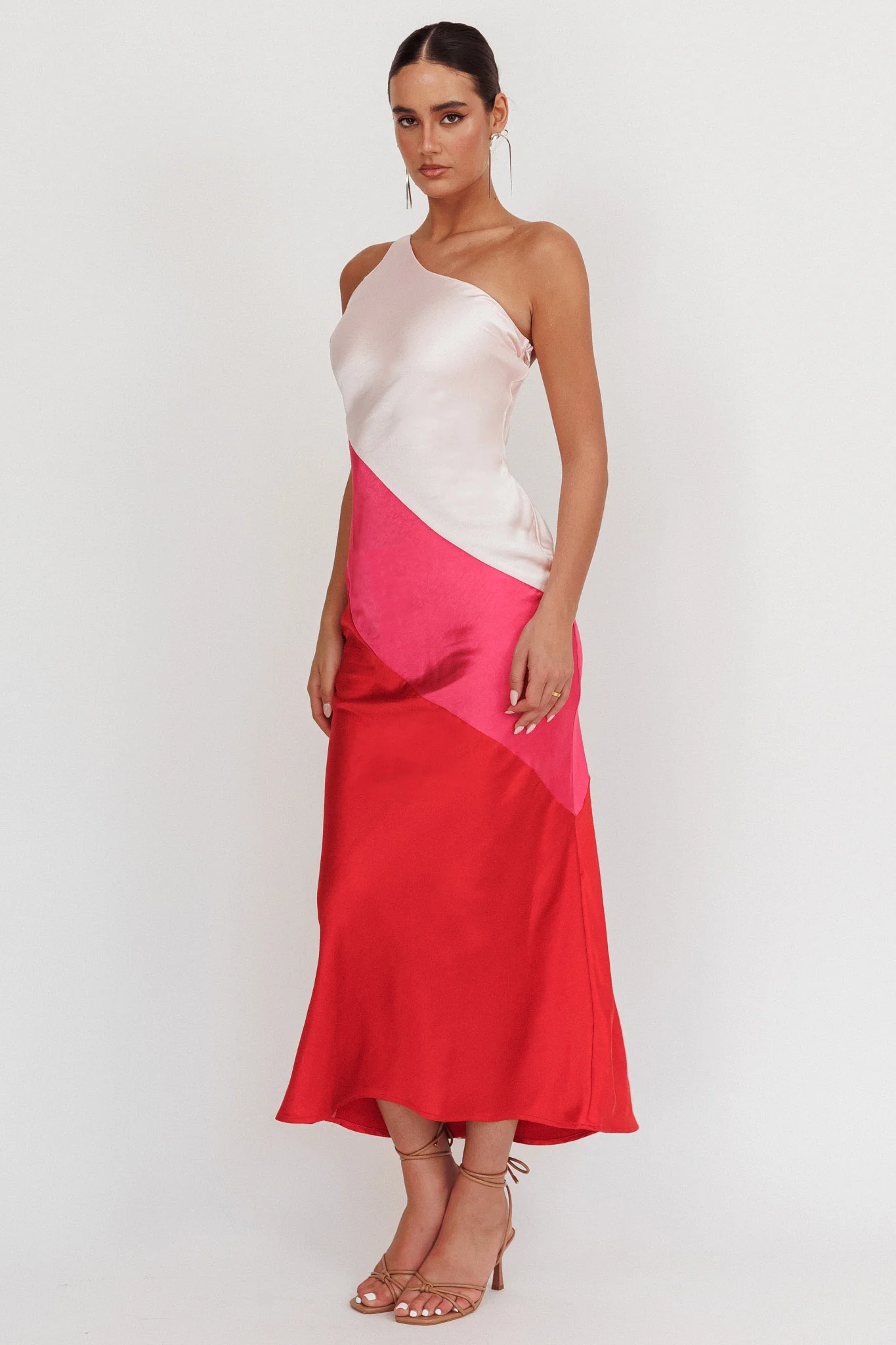 Swipe Right One-Shoulder Maxi Dress Pink - Seraphlike