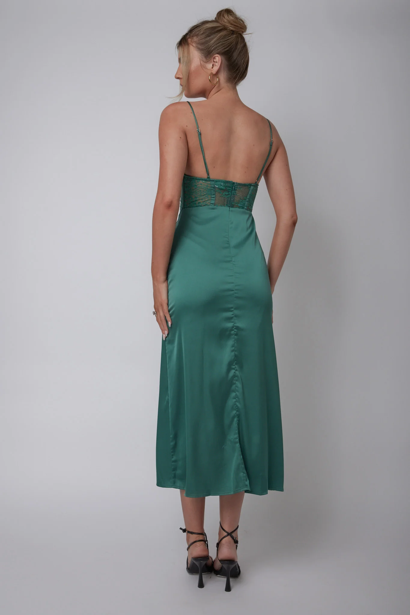 Trophy Lace Bodice Midi Dress Emerald - Seraphlike