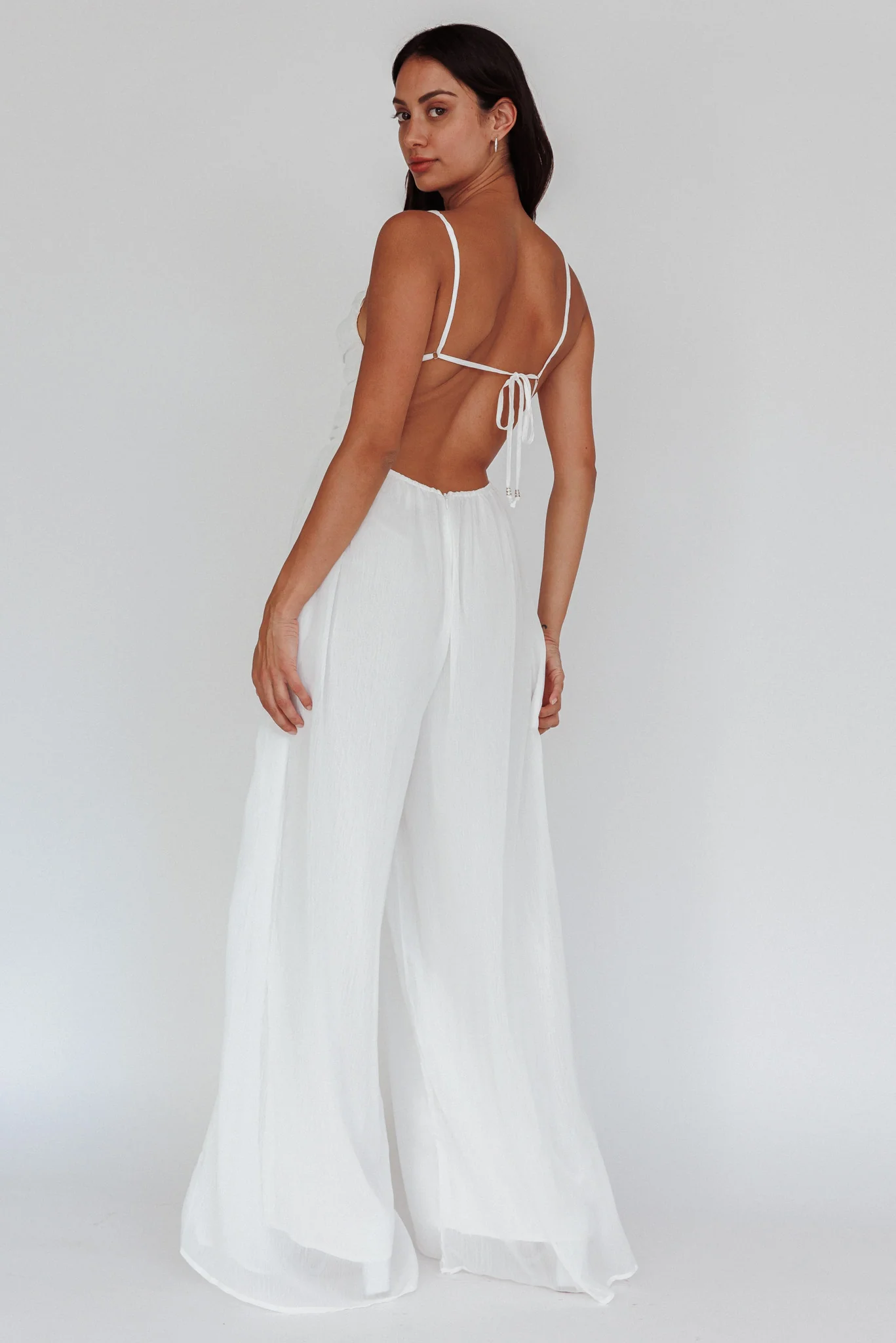 Janicca Ruched Bodice Jumpsuit Off White - Seraphlike