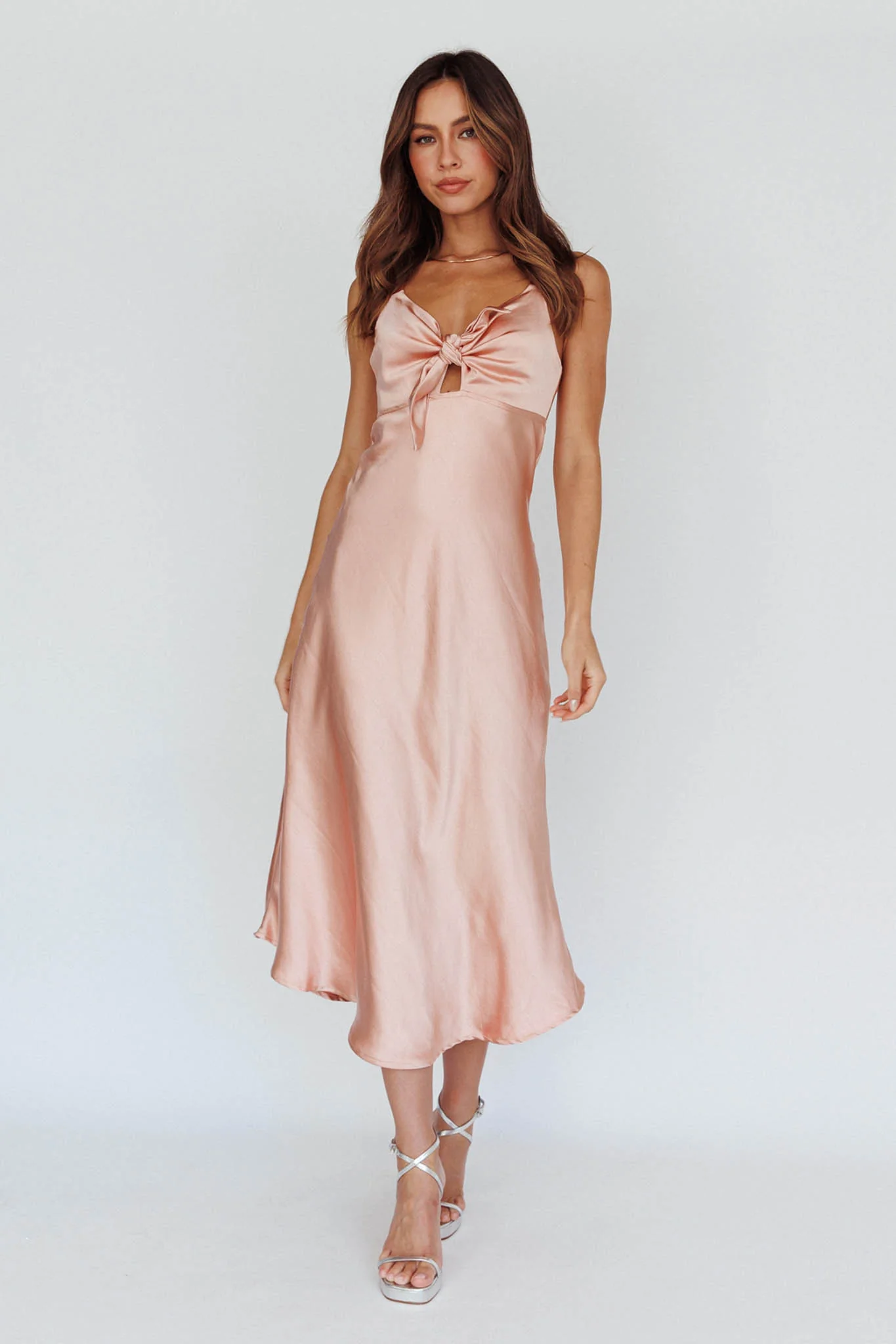 Perfect Day Satin Midi Dress Blush - Seraphlike