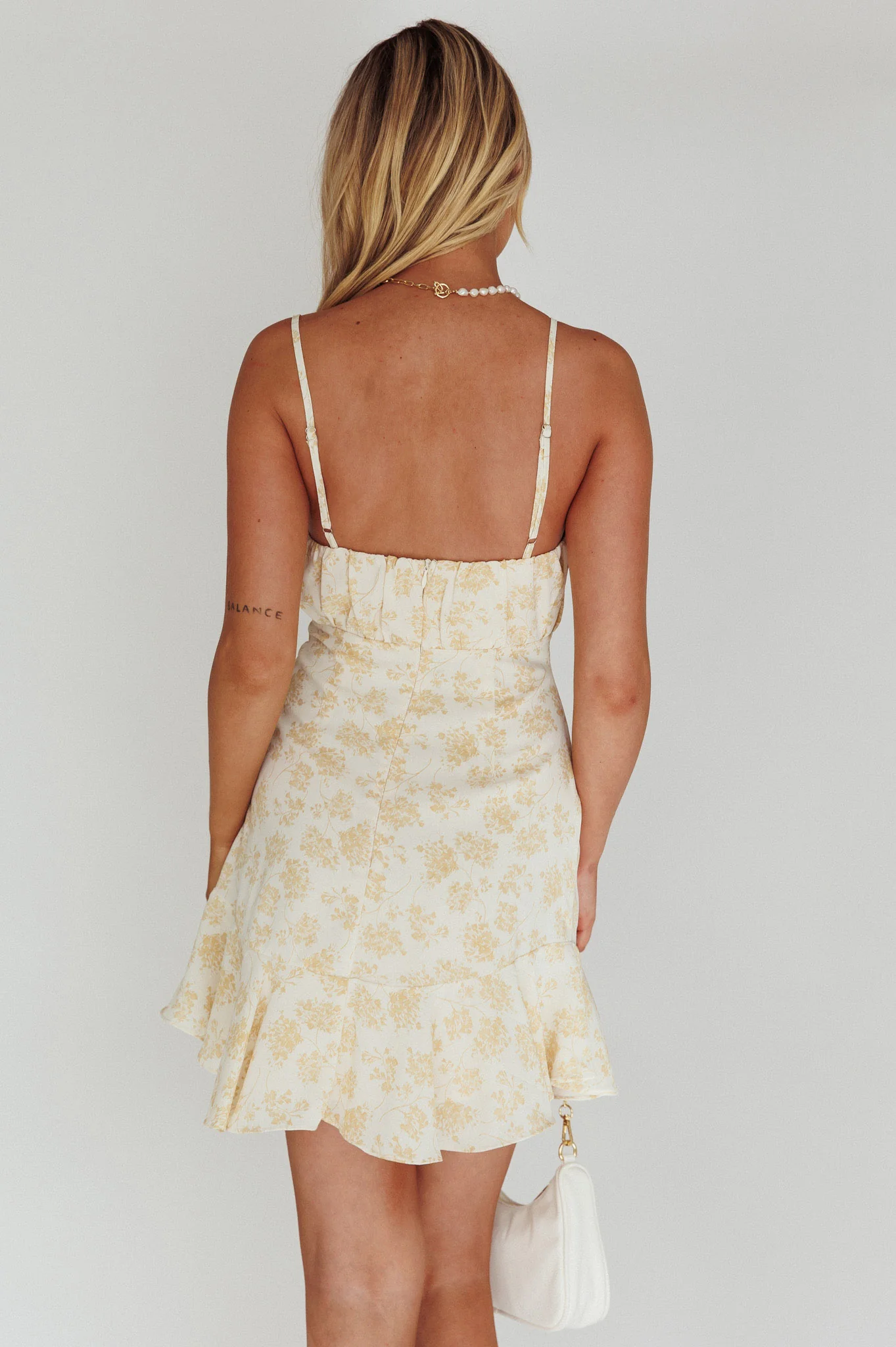 Promise Me Ruched Bust Pintuck Pleat Detail Dress Floral Yellow - Seraphlike