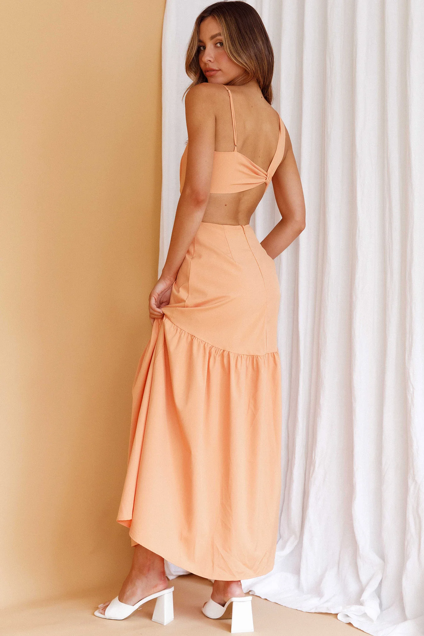 Evening Breeze Cut-Out Waist Maxi Dress Mango - Seraphlike