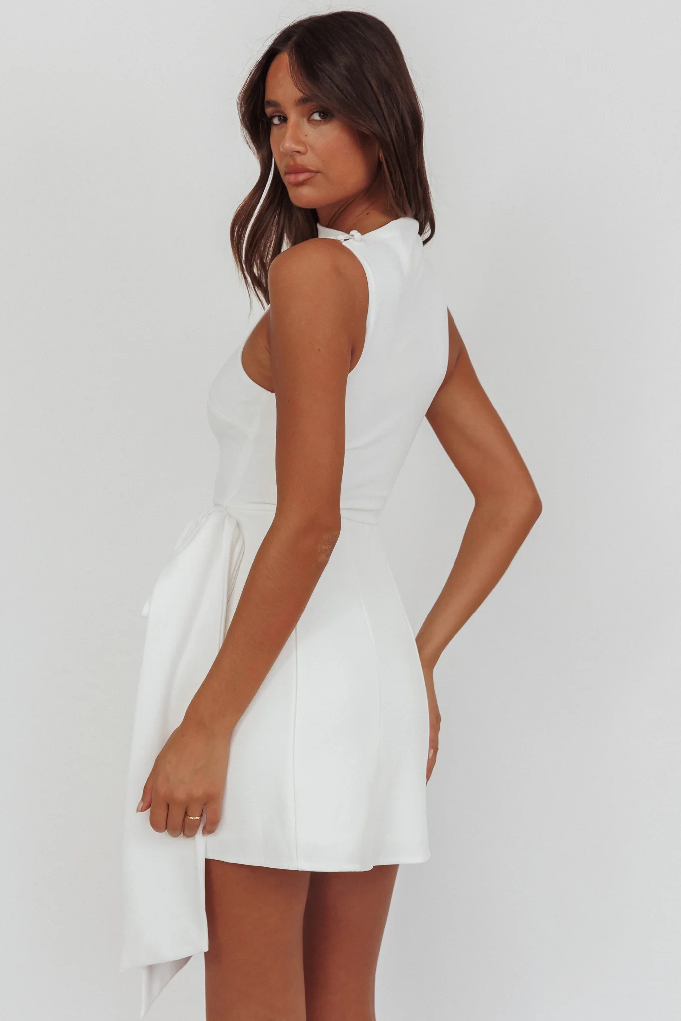 Breaker High Neck Mini Dress White White - Seraphlike