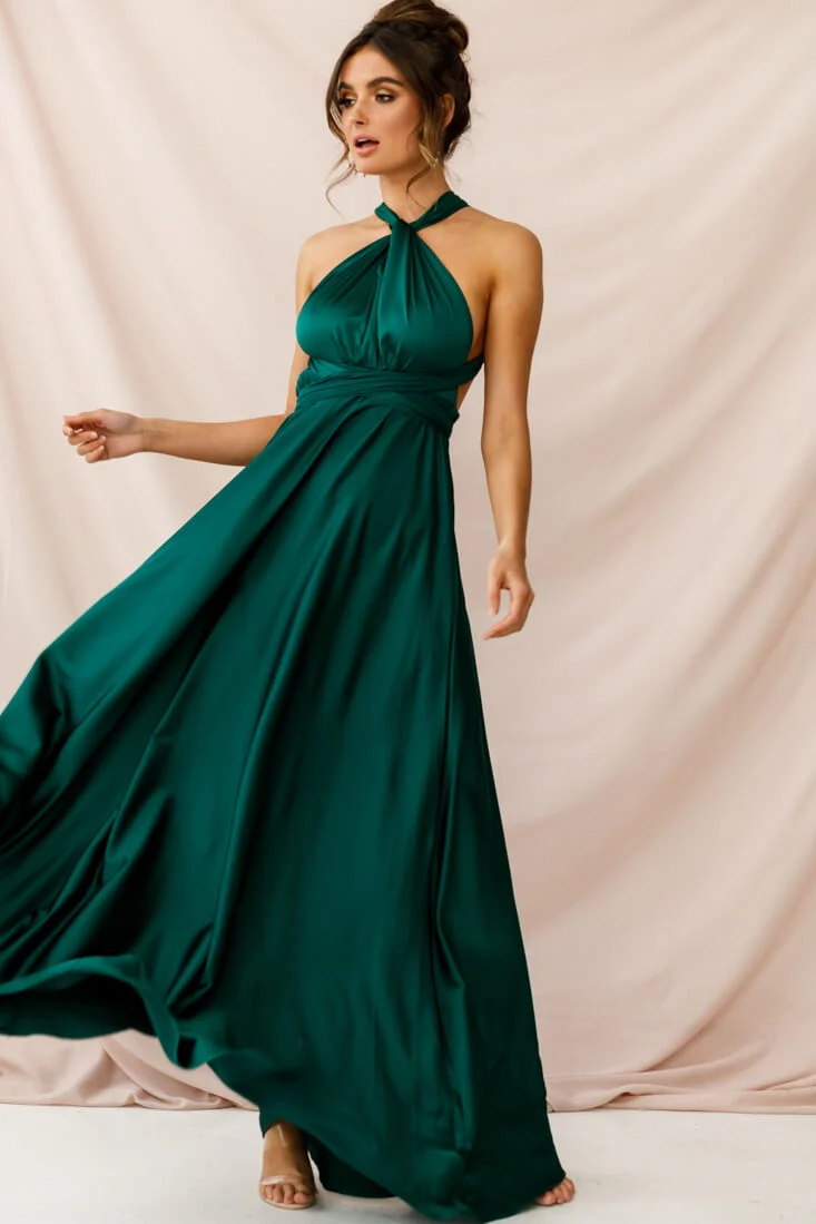 Ariana Multiway Maxi Dress Green Jade - Seraphlike