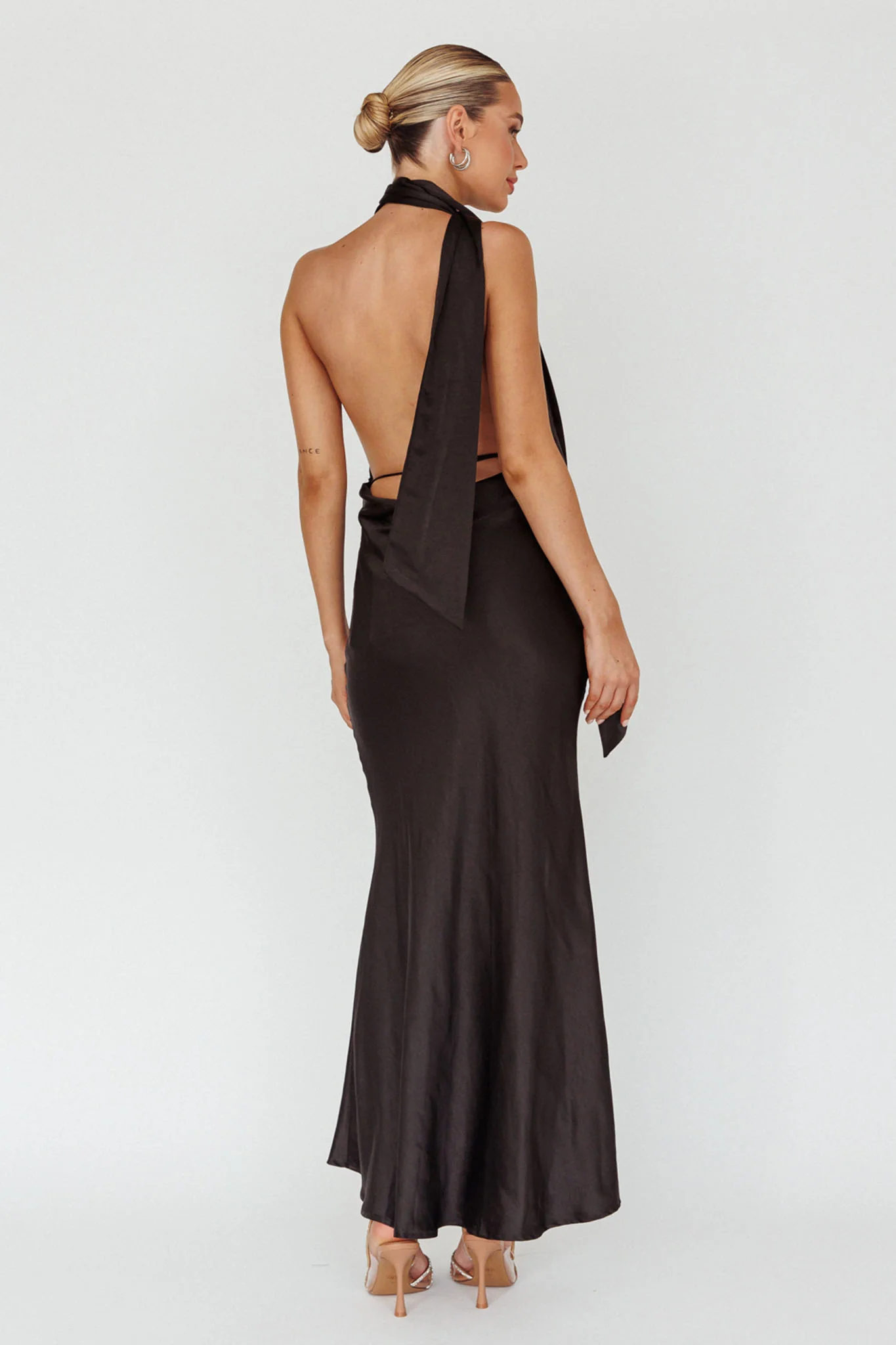 Italia Azure Halterneck Maxi Dress Black - Seraphlike
