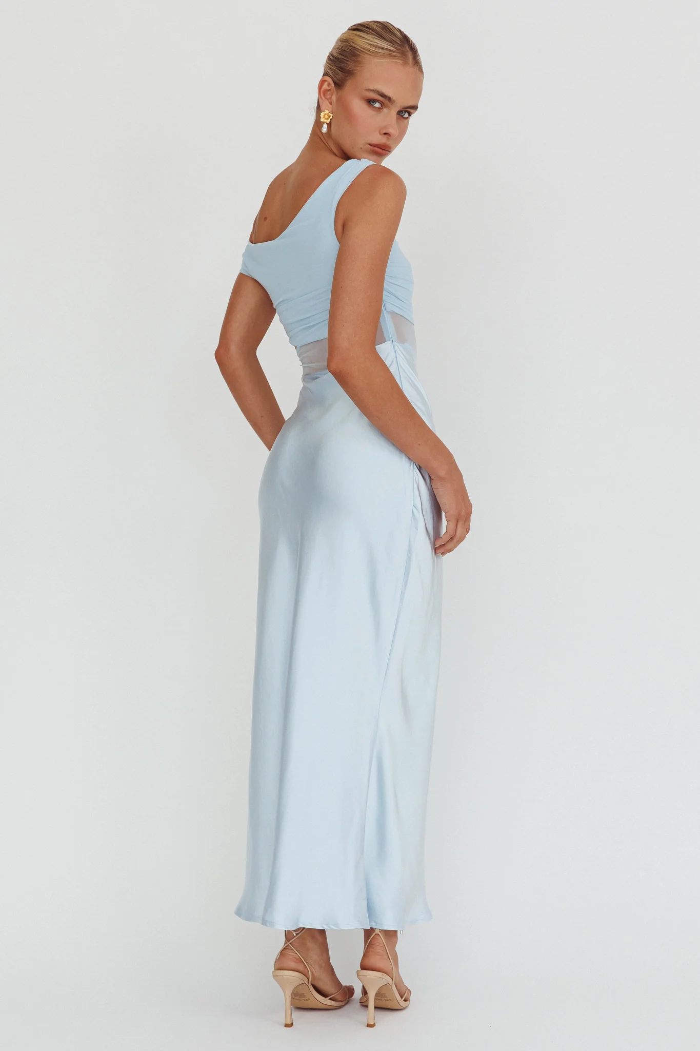 In Blooms Mesh Bodice Maxi Dress Blue - Seraphlike