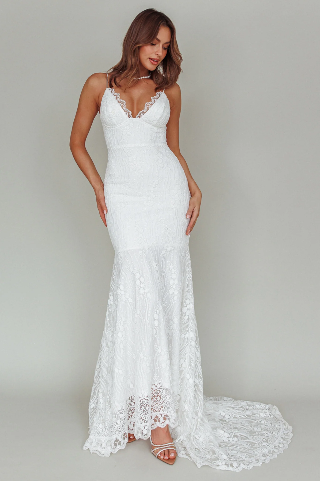 Your Beloved Lace Maxi Dress White - Seraphlike