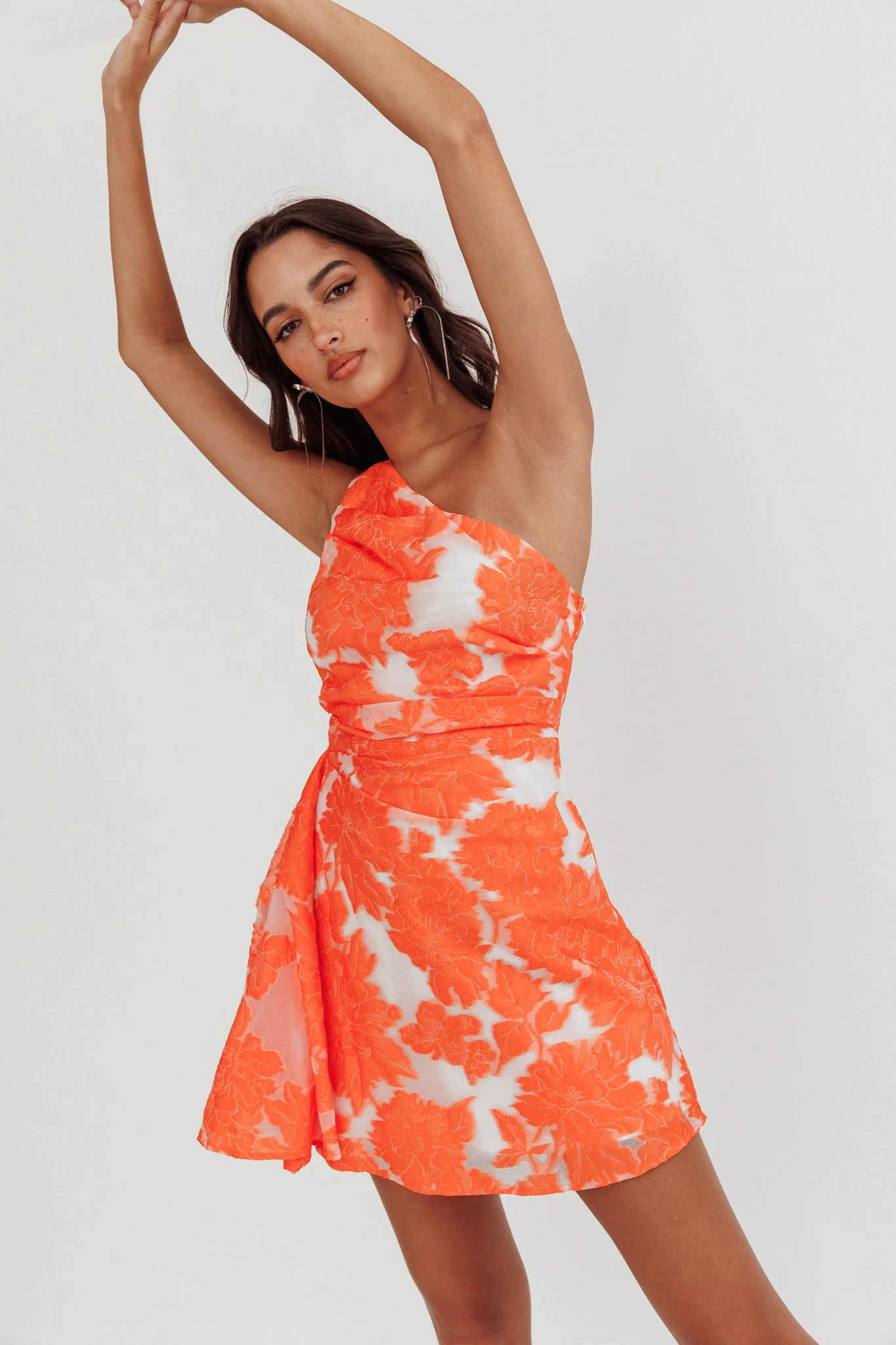 Inner Power One-Shoulder Mini Dress Orange - Seraphlike